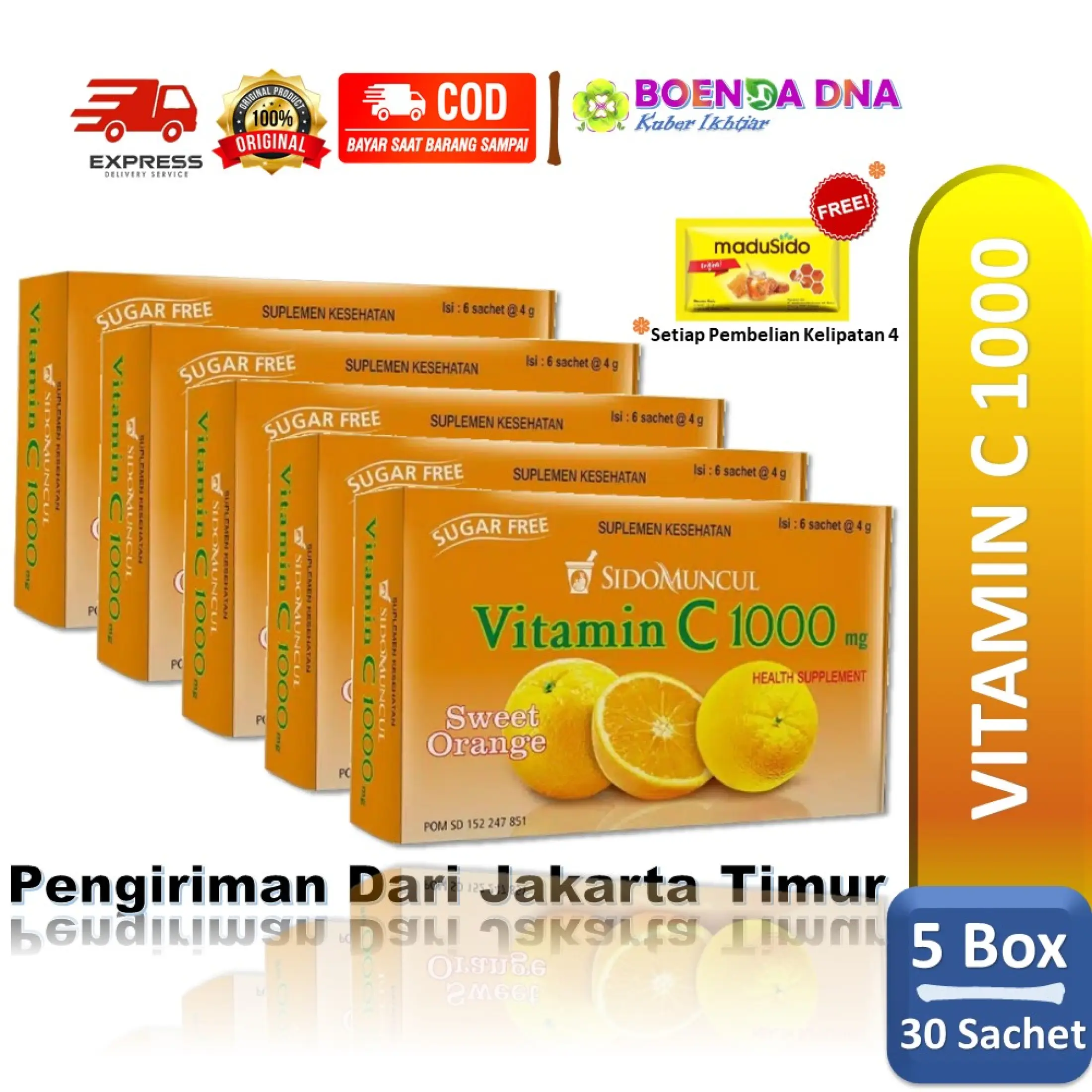 Cod 5 Box Vitamin C 1000mg Sweet Orange 30 Sachet Sidomuncul Terlaris Lazada Indonesia