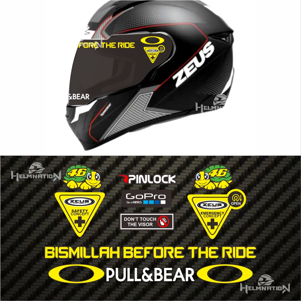 Sticker Pinlock Kbc Paket Stiker Helm ZEUS Value Bismillah Lazada