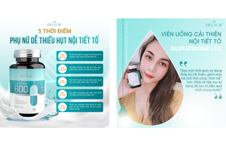 viên uống trắng da glutathione 600 có tốt không Viên uống trắng da Glutathione 600 Dr.Lacir hộp 30 viên