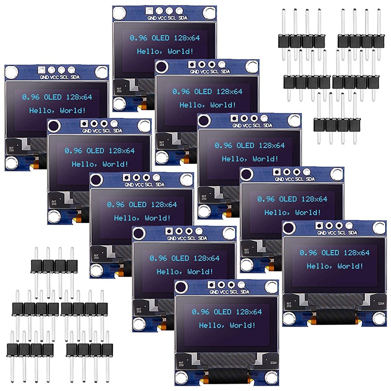 10 Pcs OLED Display Module SSD1306 Driver IIC I2C Serial Self-Luminous Display Board Compatible for Arduino Raspberry PI