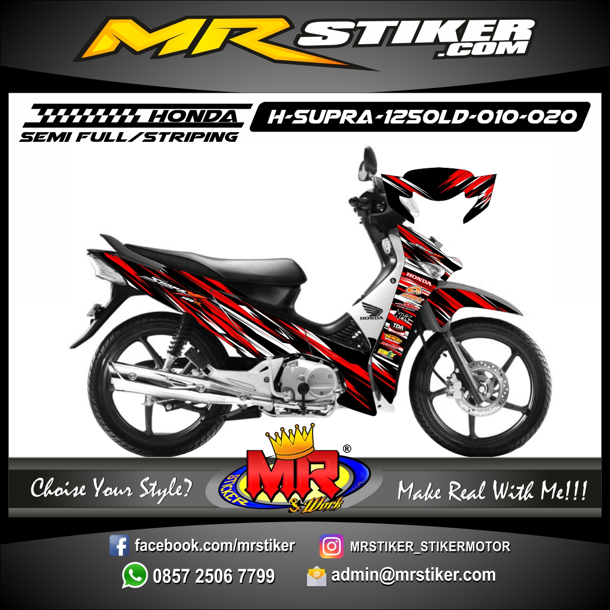 Stiker motor decal Honda Supra X 125 OLD Striping Modern Keren