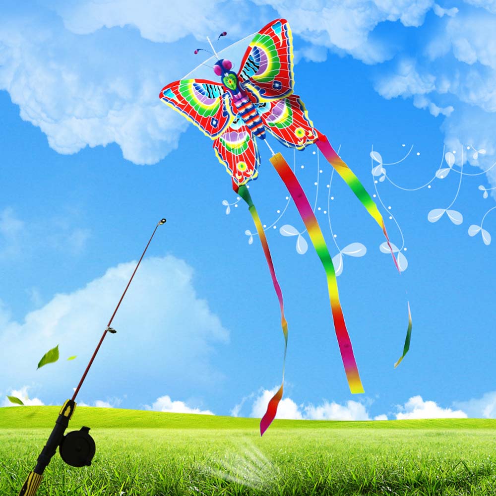 สวนNovelty Fun Bee Long Tail Kiteปลาผีเสื้อบินง่ายของเล่นแบบโต้ตอบFlying Bird Kite Kids Toysกลางแจ้งกีฬาว่าว