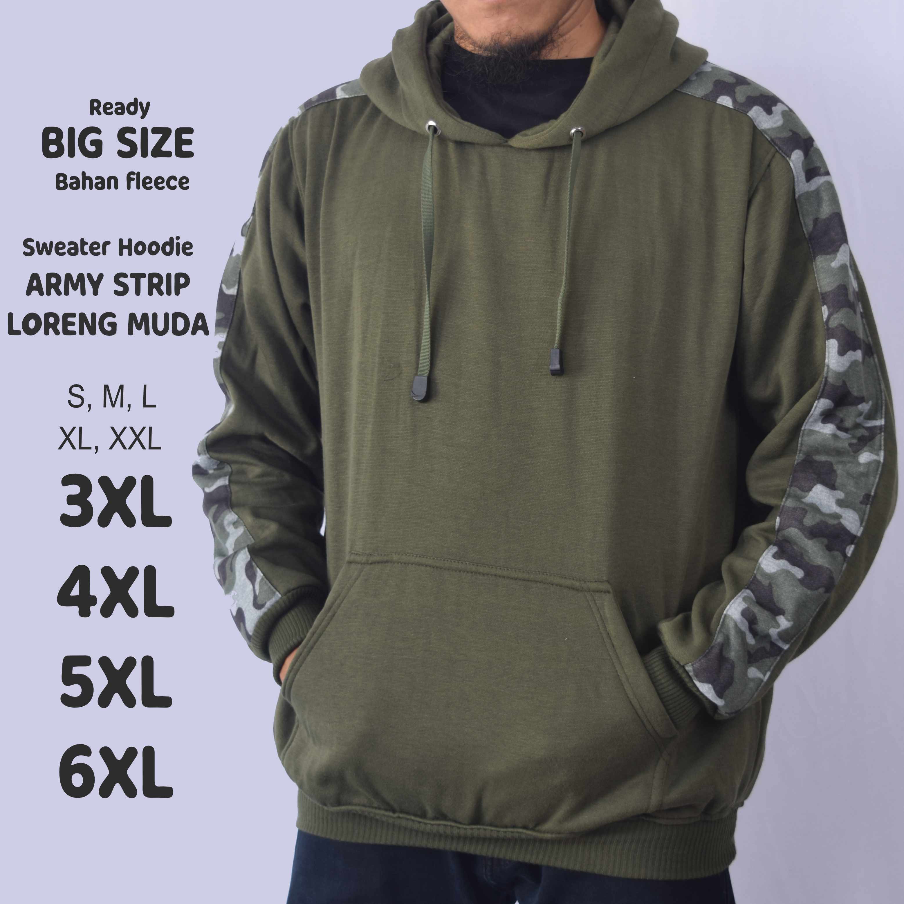 Sweater Hoodie Army Strip Loreng Muda 