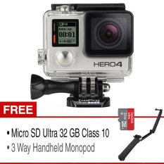 Gopro Hero 4 - 12MP - Silver + Gratis 3 Way + Sandisk Ultra 32 GB