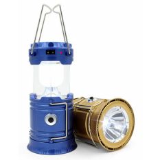 Lampu Lantera Camping Tenaga Matahari dengan Senter LED - Blue